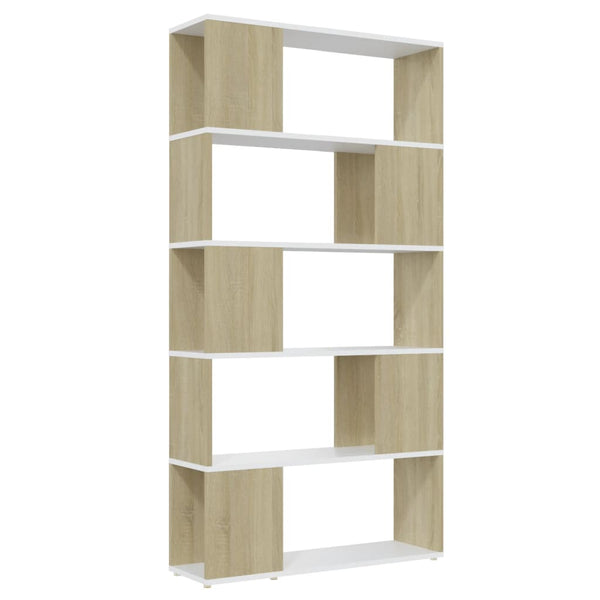 Weißes Bücherregal Raumteiler Sonoma-Eiche 80x155 cm