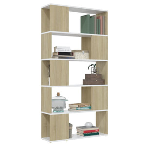 Weißes Bücherregal Raumteiler Sonoma-Eiche 80x155 cm