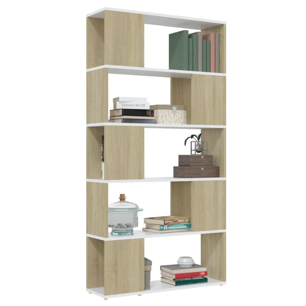 Weißes Bücherregal Raumteiler Sonoma-Eiche 80x155 cm