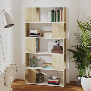Weißes Bücherregal Raumteiler Sonoma-Eiche 80x155 cm