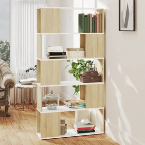 Weißes Bücherregal Raumteiler Sonoma-Eiche 80x155 cm