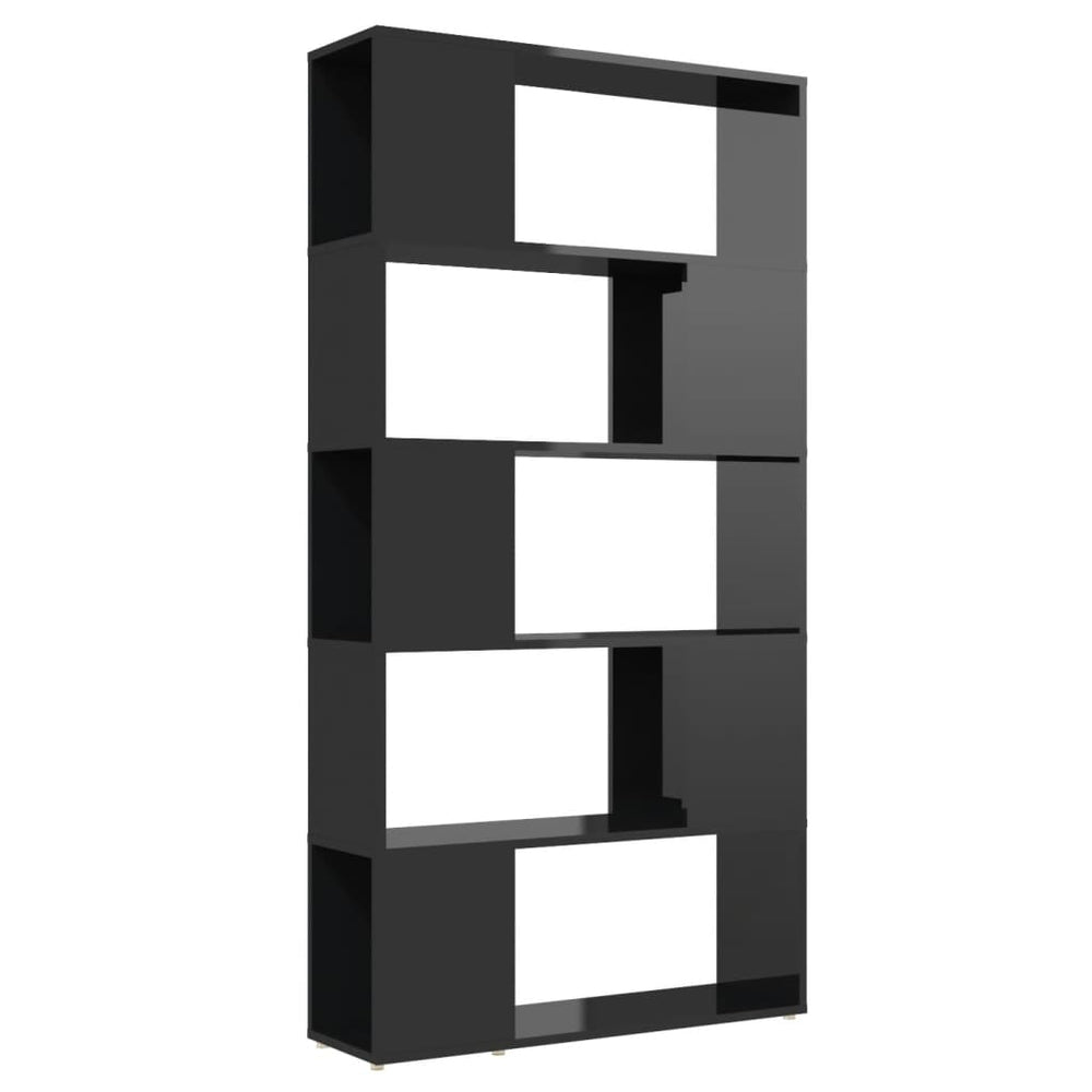 Hochglanz Bücherregal Raumteiler Schwarz 80x24x155cm