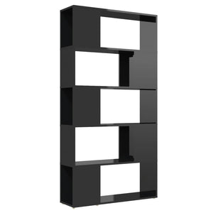 Hochglanz Bücherregal Raumteiler Schwarz 80x24x155cm