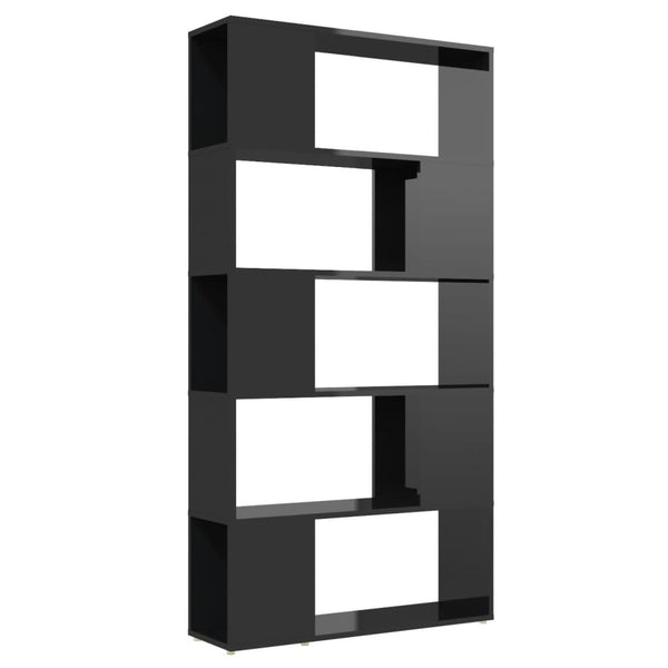 Hochglanz Bücherregal Raumteiler Schwarz 80x24x155cm