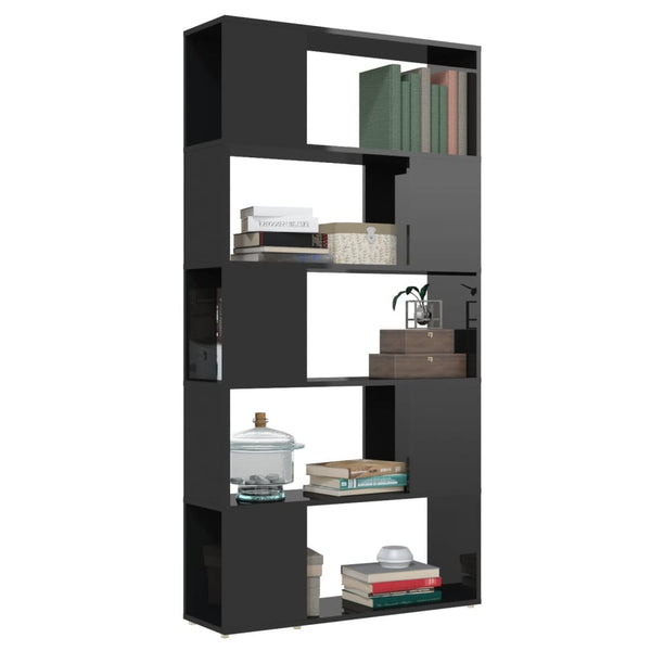 Hochglanz Bücherregal Raumteiler Schwarz 80x24x155cm