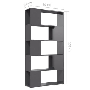 Hochglanz Bücherregal Raumteiler Grau 80x155cm