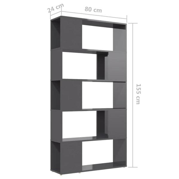 Hochglanz Bücherregal Raumteiler Grau 80x155cm