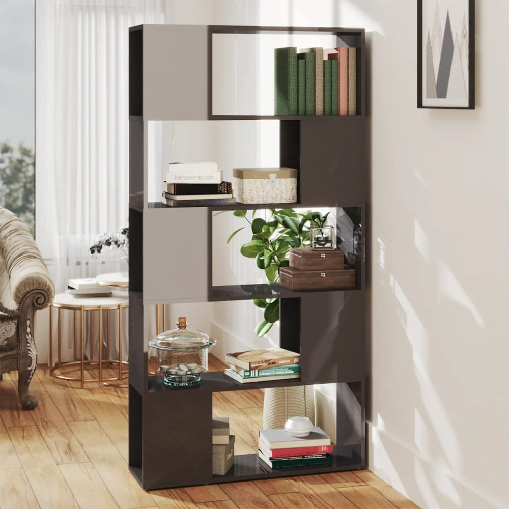 Hochglanz Bücherregal Raumteiler Grau 80x155cm
