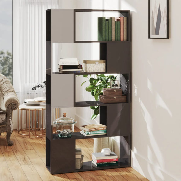 Hochglanz Bücherregal Raumteiler Grau 80x155cm
