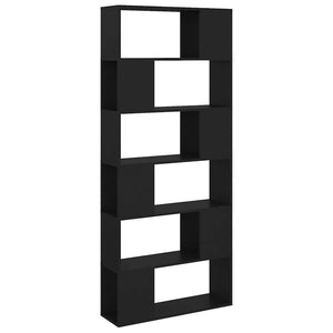 Schwarzes Bücherregal Raumteiler 80x24x186 cm