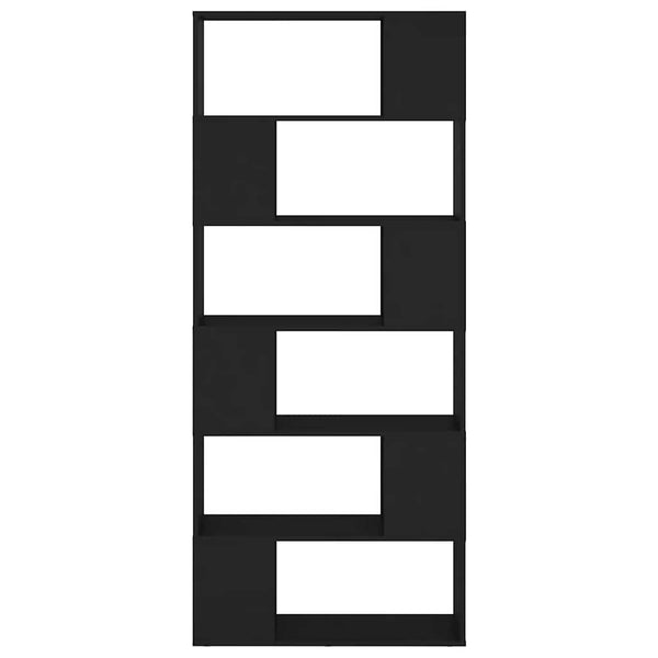 Schwarzes Bücherregal Raumteiler 80x24x186 cm