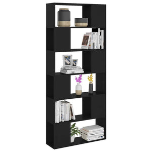 Schwarzes Bücherregal Raumteiler 80x24x186 cm
