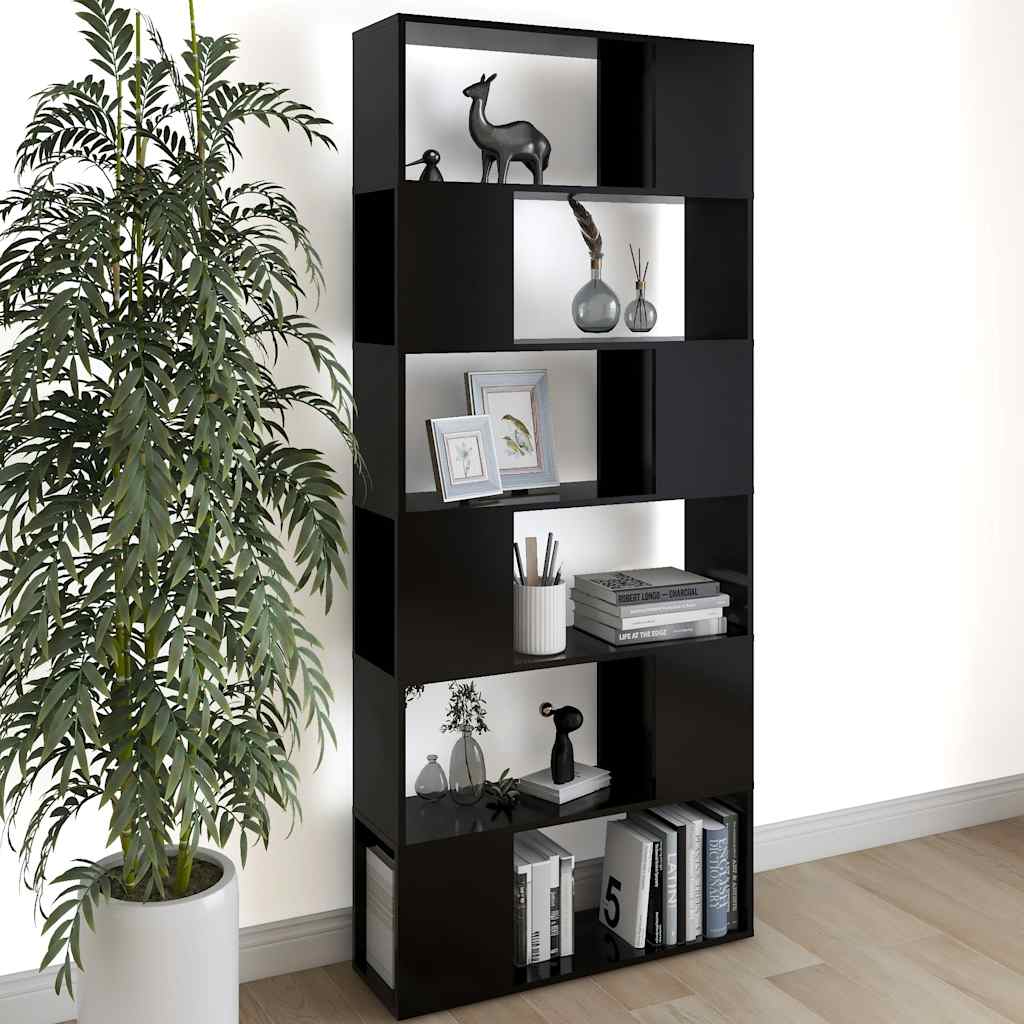 Schwarzes Bücherregal Raumteiler 80x24x186 cm