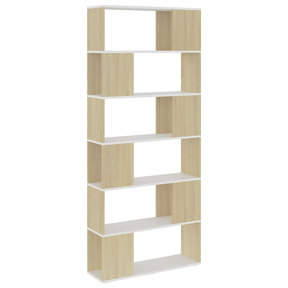 Bücherregal Raumteiler Weiß Sonoma Eiche 186cm