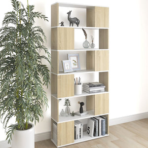 Bücherregal Raumteiler Weiß Sonoma Eiche 186cm