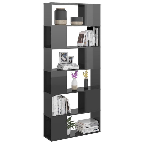 Hochglanz Bücherregal Raumteiler Grau 80x186cm