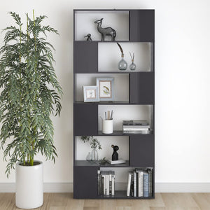 Hochglanz Bücherregal Raumteiler Grau 80x186cm
