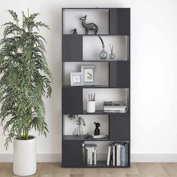 Hochglanz Bücherregal Raumteiler Grau 80x186cm