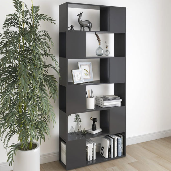 Hochglanz Bücherregal Raumteiler Grau 80x186cm