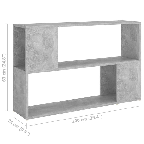 Betongraues Bücherregal, 100 cm breit
