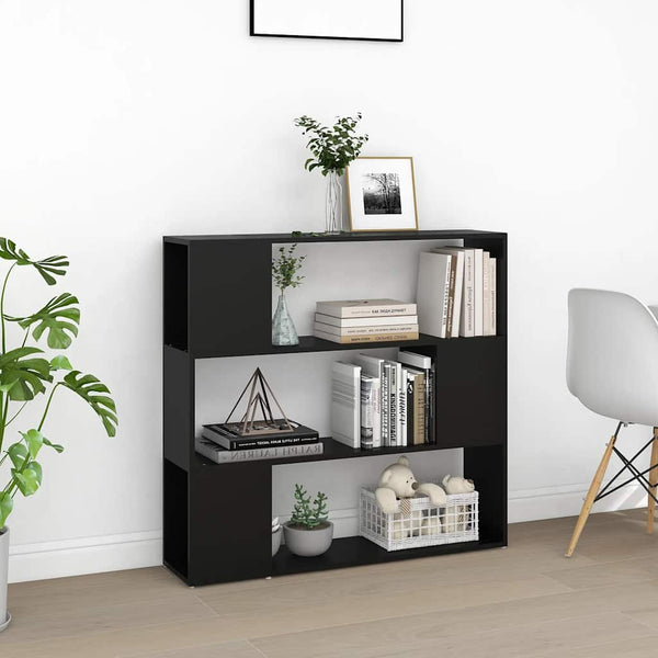 Schwarzes Bücherregal Raumteiler 100x24x94 cm