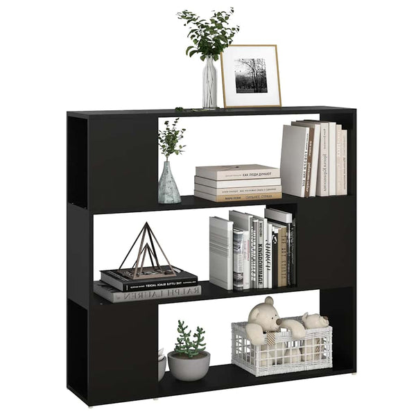 Schwarzes Bücherregal Raumteiler 100x24x94 cm