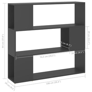 Graues Bücherregal Raumteiler 100x24x94 cm
