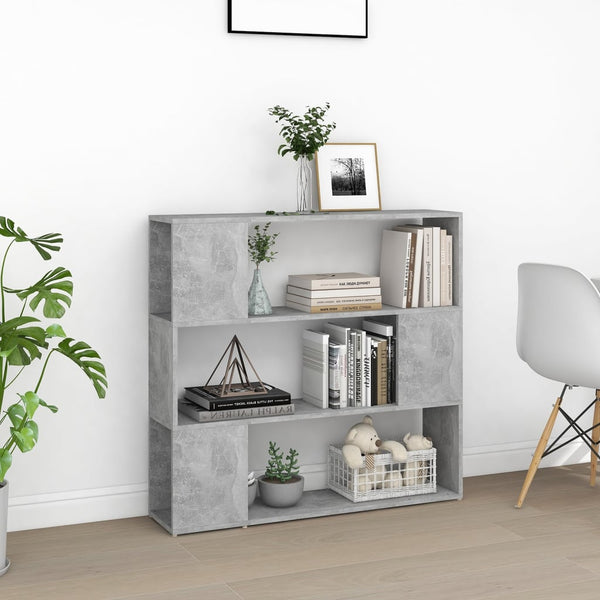 Betongraues Bücherregal Raumteiler 100x24x94 cm
