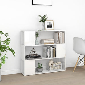 Hochglanz Bücherregal Raumteiler Weiß 100x94 cm