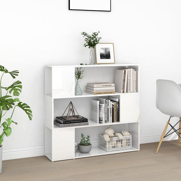 Hochglanz Bücherregal Raumteiler Weiß 100x94 cm