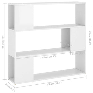 Hochglanz Bücherregal Raumteiler Weiß 100x94 cm