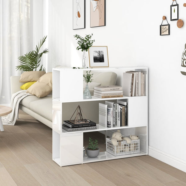 Hochglanz Bücherregal Raumteiler Weiß 100x94 cm