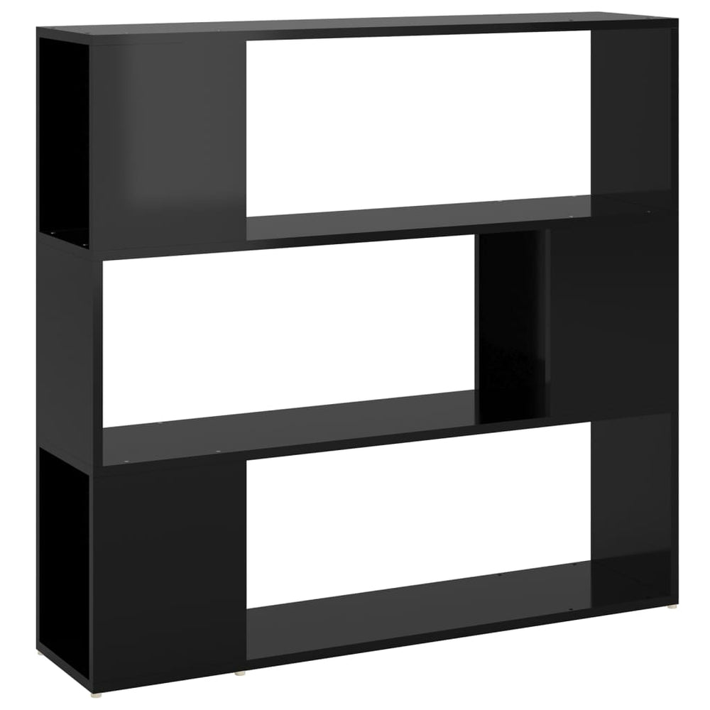 Hochglanz Bücherregal Raumteiler Schwarz 100x94 cm