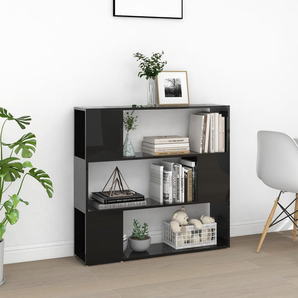 Hochglanz Bücherregal Raumteiler Schwarz 100x94 cm