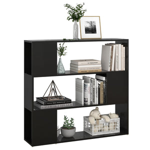 Hochglanz Bücherregal Raumteiler Schwarz 100x94 cm