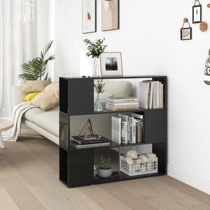 Hochglanz Bücherregal Raumteiler Schwarz 100x94 cm