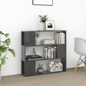 Hochglanz Bücherregal Raumteiler Grau 100x94 cm