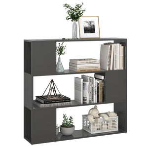 Hochglanz Bücherregal Raumteiler Grau 100x94 cm