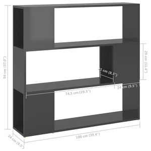 Hochglanz Bücherregal Raumteiler Grau 100x94 cm