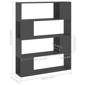 Graues Bücherregal Raumteiler 100x24x124 cm