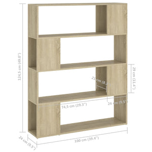 Sonoma Eiche Bücherregal Raumteiler 100x124 cm