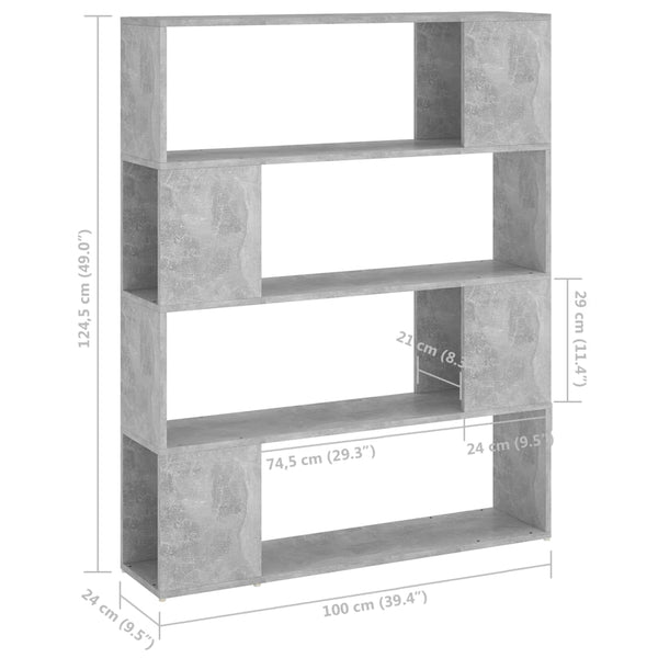 Betongraues Bücherregal / Raumteiler 100x124 cm