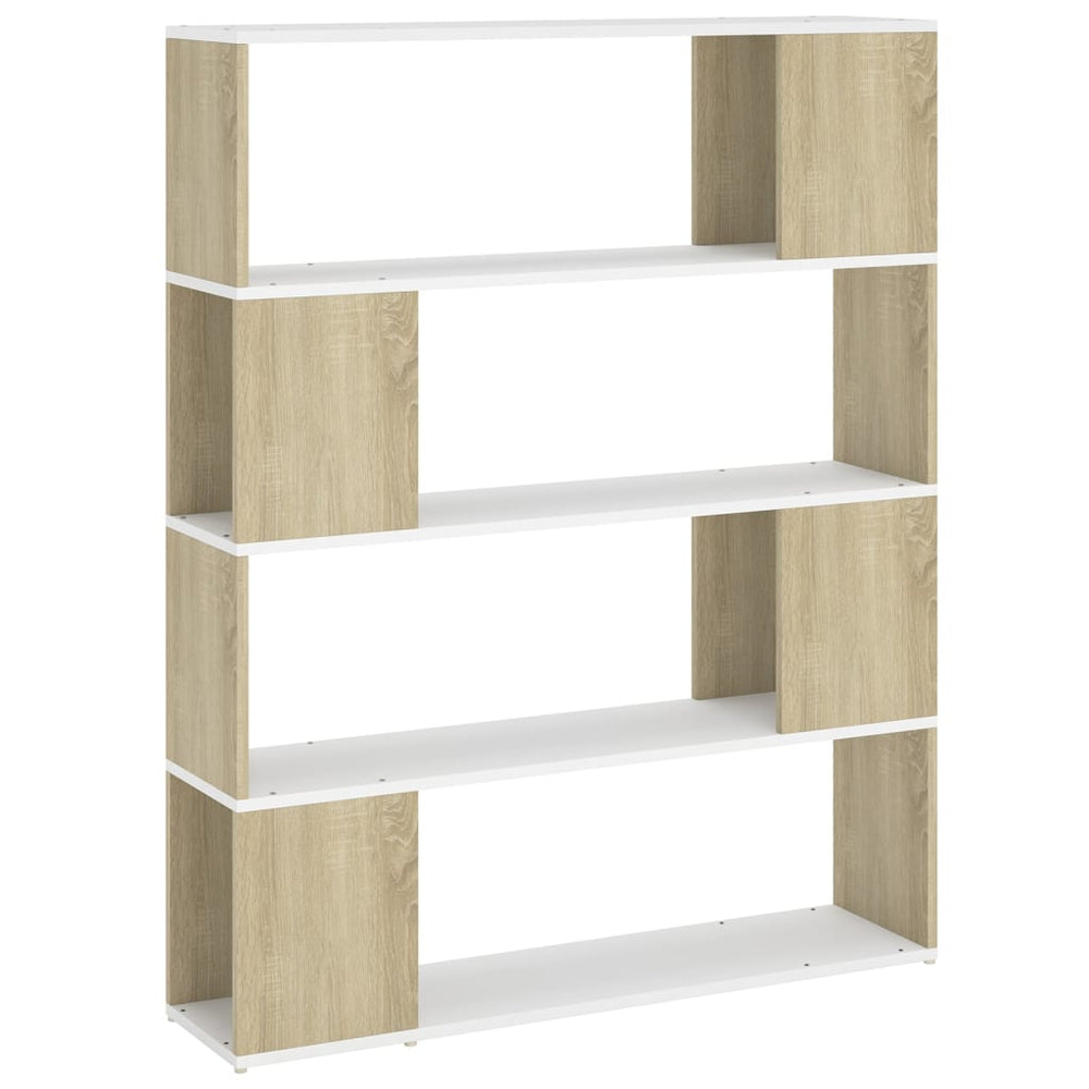 Bücherregal Raumteiler Weiß Sonoma-Eiche 100x124 cm
