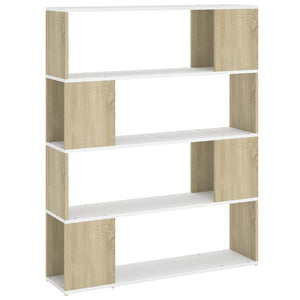Bücherregal Raumteiler Weiß Sonoma-Eiche 100x124 cm