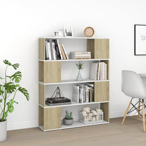 Bücherregal Raumteiler Weiß Sonoma-Eiche 100x124 cm
