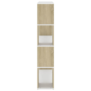 Bücherregal Raumteiler Weiß Sonoma-Eiche 100x124 cm
