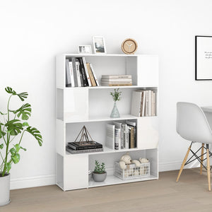 Hochglanz Bücherregal Raumteiler Weiß 100x124 cm