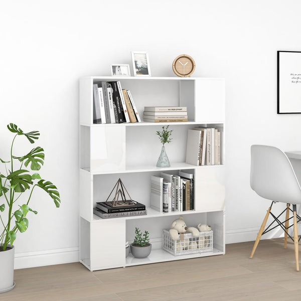 Hochglanz Bücherregal Raumteiler Weiß 100x124 cm