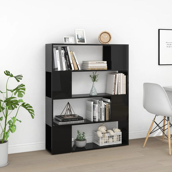 Hochglanz Bücherregal Raumteiler Schwarz 100x124cm