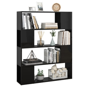 Hochglanz Bücherregal Raumteiler Schwarz 100x124cm